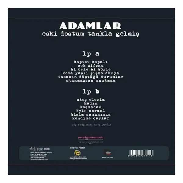 Adamlar - Eski Dostum Tankla Gelmiş Plak - Görsel 2