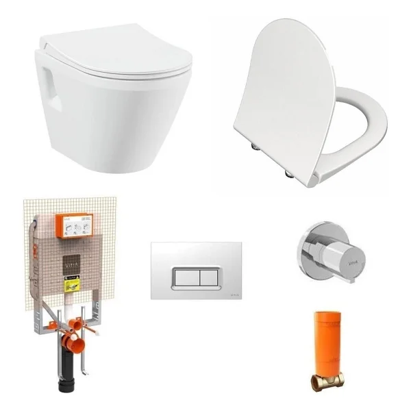 Vitra İntegra Rim-ex Kanalsız Asma Klozet + Vitra Slim Duroplast Klozet Kapağı + Gömme Rezervuar 7062l003-0850 Beyaz - Görsel 6