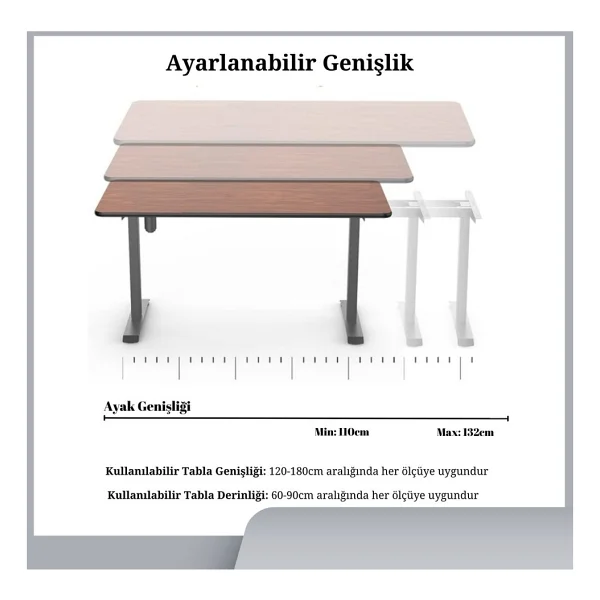 Ofis Fix Siyah Yükseklik Ayarlı Masa Tek Motorlu Elektrikli Masa Mekanizması Kolay Kurulum - Görsel 4