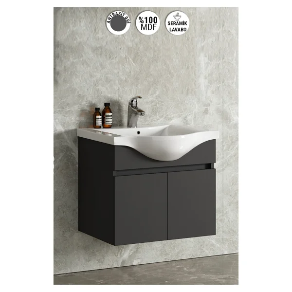 Özceden Çiğdem 65 cm Lavabolu Asma Banyo Alt Dolabı - Görsel 6