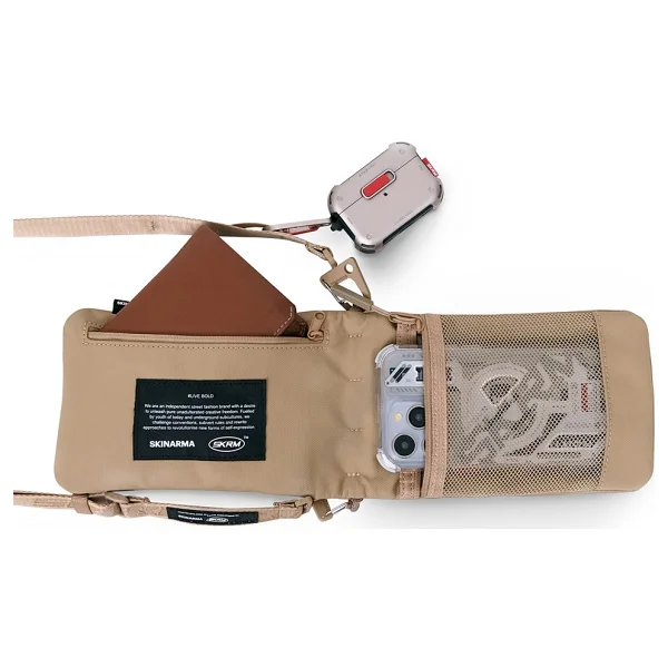Skinarma Çapraz Vücut Çantası Sling Pouch Juno Cross-Hatch Naylon Scout Boyun Askı Kayışlı Haki - Görsel 3