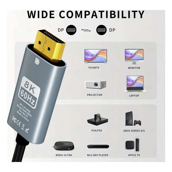 Coverzone ZR856 2 m DisplayPort Kablo - Görsel 3