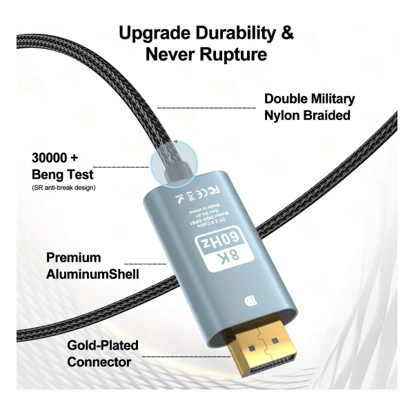 Coverzone ZR856 2 m DisplayPort Kablo - Görsel 4