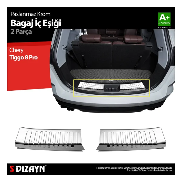 S-Dizayn Chery Tiggo 8 Pro Krom Bagaj Iç Eşiği 2022 Üzeri A+ Kalite - Görsel 5