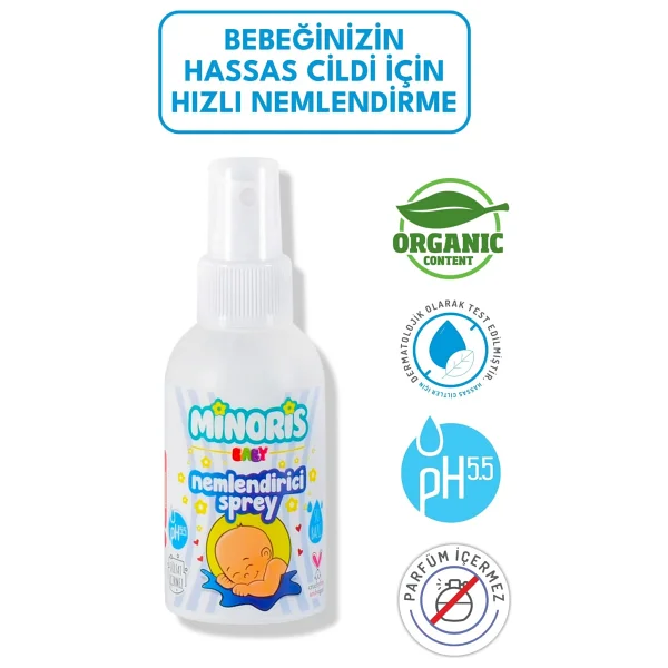 Minoris Baby Nemlendirici Sprey Losyon 100 ml Organik Shea Yağı Papatya Özlü Hassas Cilt Bakımı - Görsel 7