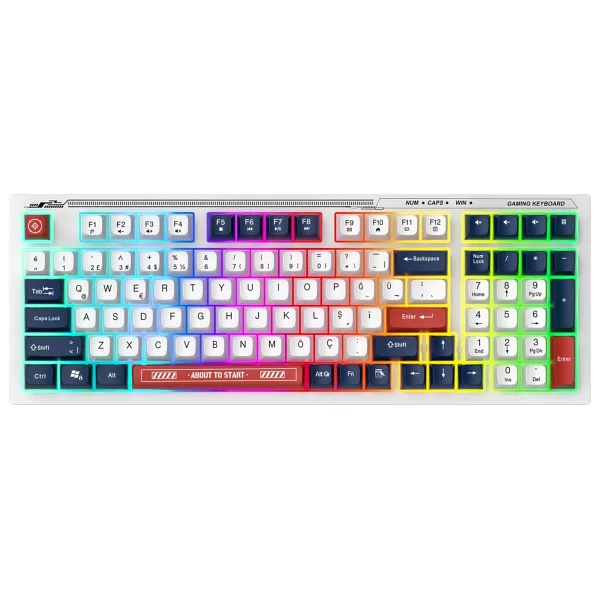 Everest Silent KB-98 Beyaz-Mavi-Kırmızı Membrane Switch Kablolu Oyuncu Klavyesi - Görsel 8