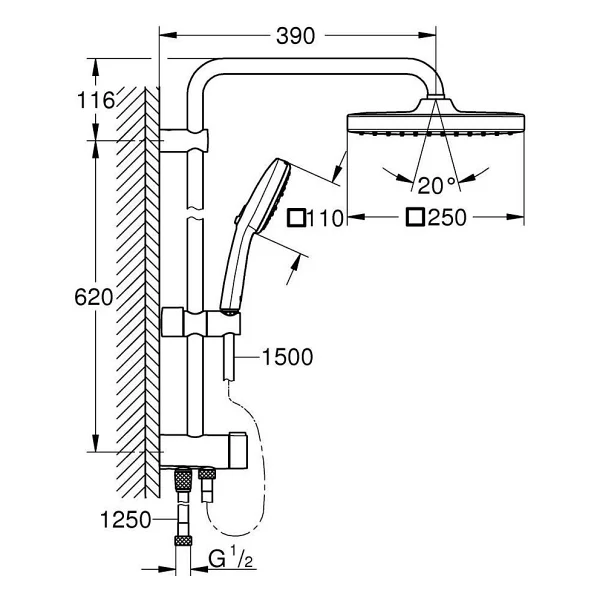 Grohe Tempesta System 250 Cube 26977001 Duş Seti - Görsel 6