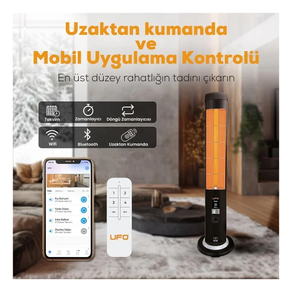 Ufo Therapy Smart 2300 W Uzaktan Kumandalı Kule Tipi Infrared Isıtıcı - Görsel 4
