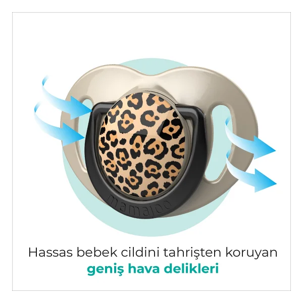 Mamajoo Sterilizasyon & Saklama Kutulu Bej Leopar Desenli 2'li 0 Ay+ Silikon Emzik - Görsel 4