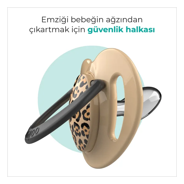Mamajoo Sterilizasyon & Saklama Kutulu Bej Leopar Desenli 2'li 0 Ay+ Silikon Emzik - Görsel 5