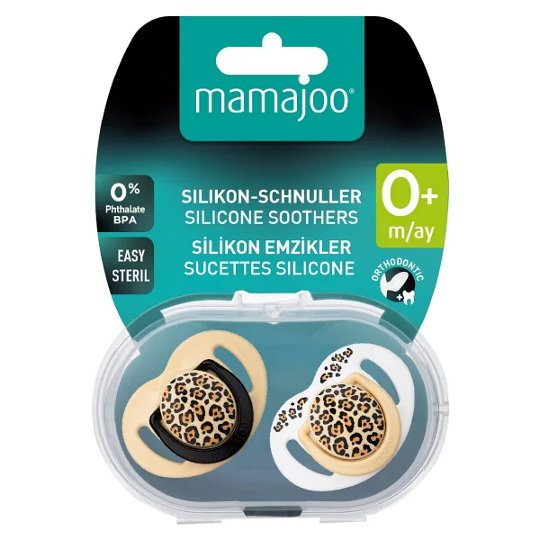 Mamajoo Sterilizasyon & Saklama Kutulu Bej Leopar Desenli 2'li 0 Ay+ Silikon Emzik - Görsel 8