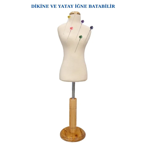 Okullar İçin 50 Eşelli Minyatür Terzi Mankeni Prova Mankeni - Krem - Görsel 3