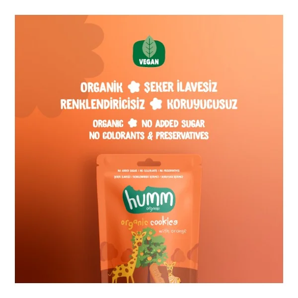 Humm Organic Portakallı Vegan Kurabiye 55 gr 12'li - Görsel 2