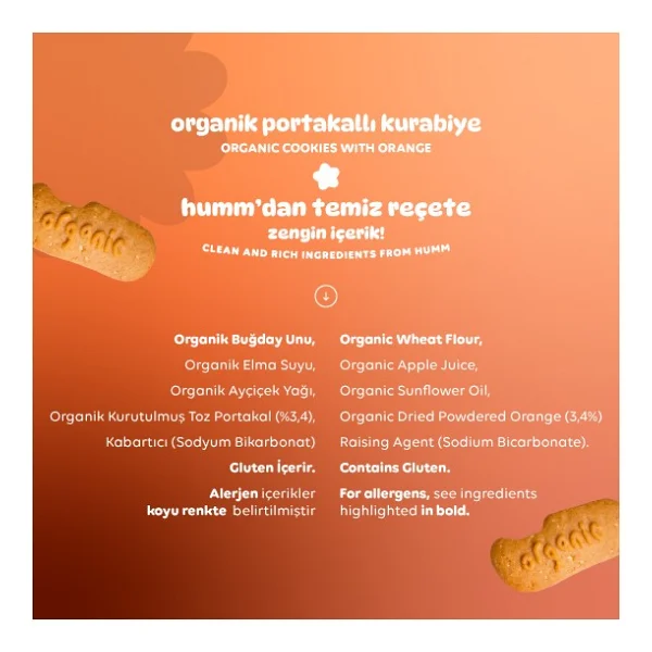 Humm Organic Portakallı Vegan Kurabiye 55 gr 12'li - Görsel 4
