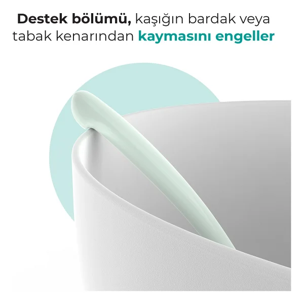 Mamajoo Ergonomik Beslenme Kaşık Seti Powder Green & Beyaz, 6 Ay+ İkili - Saklama Kabı Hediyeli - Açık Yeşil - Beyaz - Görsel 5