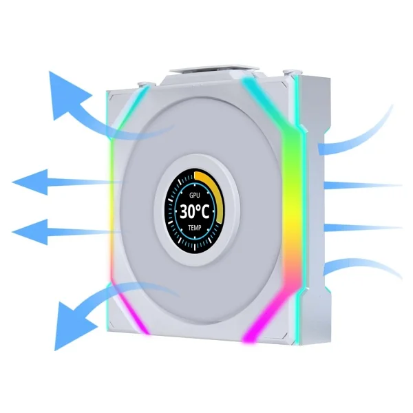 Lian Li UNI FAN SL Wireless LCD 120 Reverse G99.12RSLLCD1W3W.00 Beyaz 3'lü 12 cm Kasa Fanı - Görsel 3