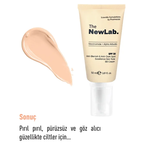 The NewLab Niacinamide Alpha Arbutin Akne Ve Leke Karşıtı Cilt Tonu Eşitleyici Spf 30 BB Krem 50 ml - Görsel 5