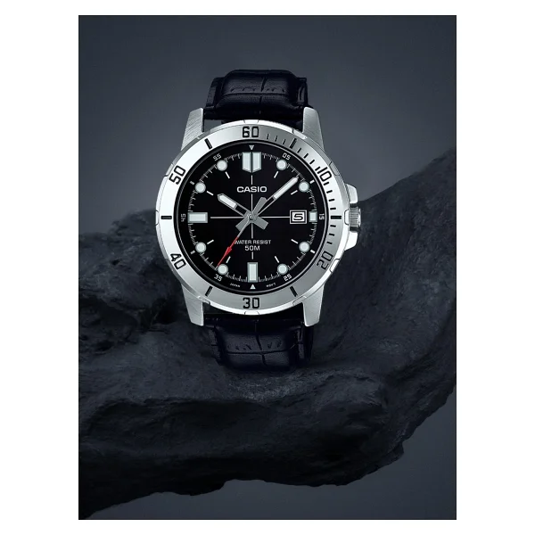 Casio Standart MTP-VD01L-1EVUDF Deri Kordon Siyah Erkek Kol Saati - Görsel 5