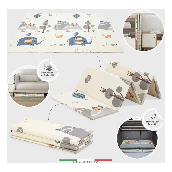 Elele Monti Road Katlanabilir Oyun Matı Oyun Halısı 180X200X1 cm XFD213 Monti Road - Krem Rengi - 150 x 200 x 1 cm - Görsel 3