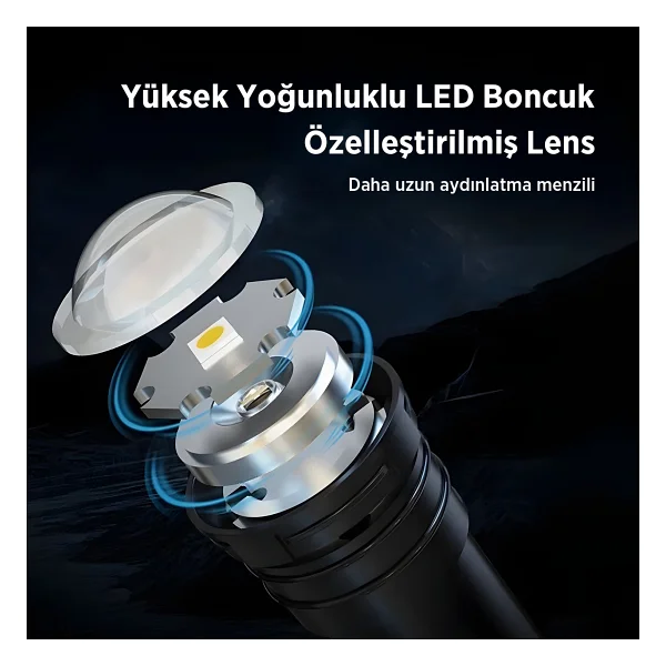 Philips SFL1403 400 Lümen 5W Led El Feneri Teleskopik Zoom Sos Modlu Şarj Edilebilir Uzun Menzilli Flashlight - Görsel 6