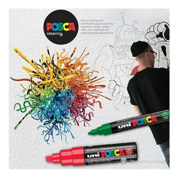 Uni-Ball Posca PC-1M 0.7 mm Kırmızı Marker Kalem - Görsel 3