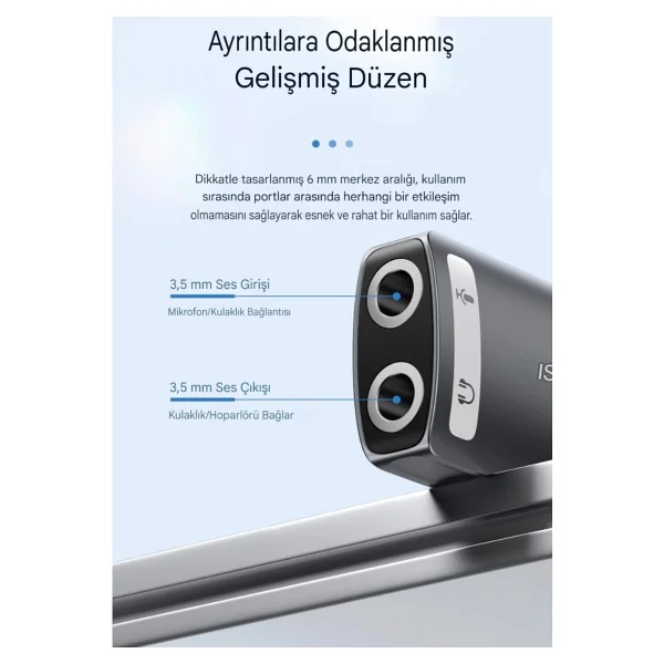 Essager Type-C To 3.5mm Harici Ses Kartı Çift Giriş CE/FC/ROHS Lisanslı Mikrofon/Kulaklık/Hoparlör Ses Ara Birimi Orjinal - Görsel 3