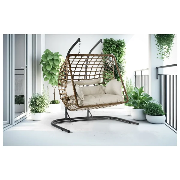 Tu Tienda Çift Kişilik Rattan Salıncak,beyaz - Görsel 5