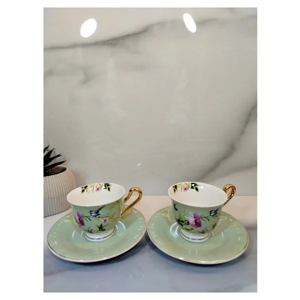 English Home Vanilla New Bone China Açık Yeşil 2 Kişilik Kahve Fincan Takımı - Görsel 5