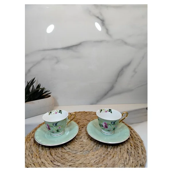 English Home Vanilla New Bone China Açık Yeşil 2 Kişilik Kahve Fincan Takımı - Görsel 2