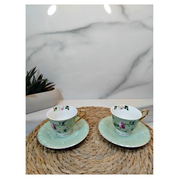 English Home Vanilla New Bone China Açık Yeşil 2 Kişilik Kahve Fincan Takımı - Görsel 3