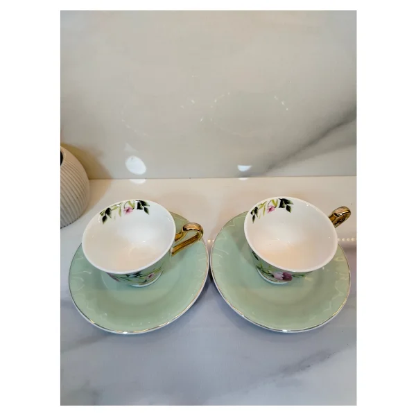 English Home Vanilla New Bone China Açık Yeşil 2 Kişilik Kahve Fincan Takımı - Görsel 4