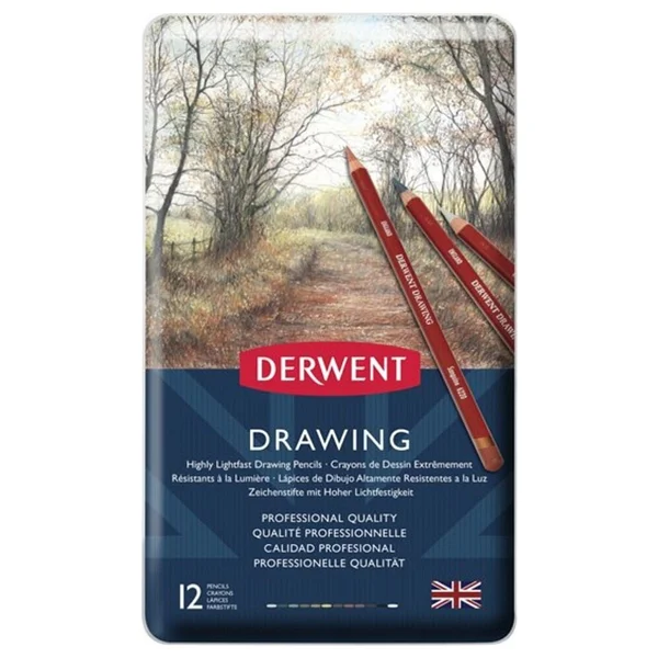 Derwent Drawing Metal Kutu 12'li Yağlı Eskiz Kalem Seti - Görsel 3
