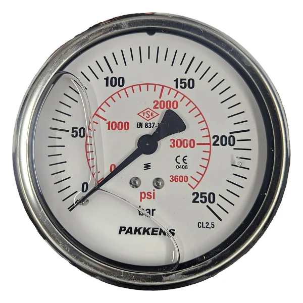 Pakkens Çap 100 Pano Tip 400 Bar Gliserinli Manometre - Görsel 6