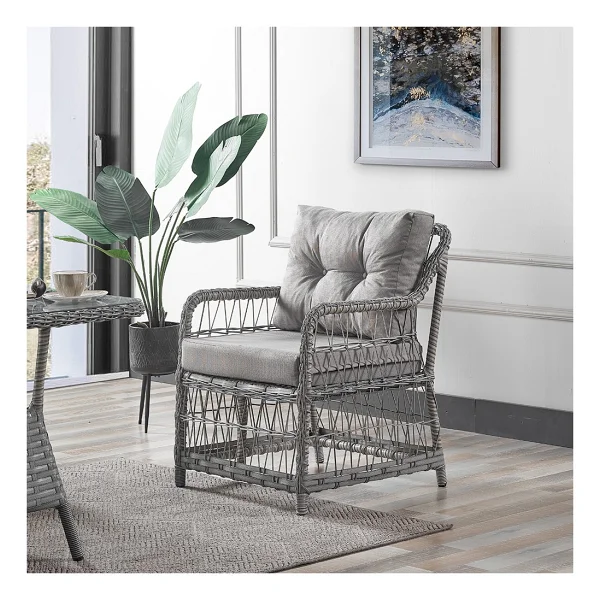 Evdemo Breda 2+1+1 Cam Masalı Gri Rattan Bahçe Balkon Takımı - Görsel 3