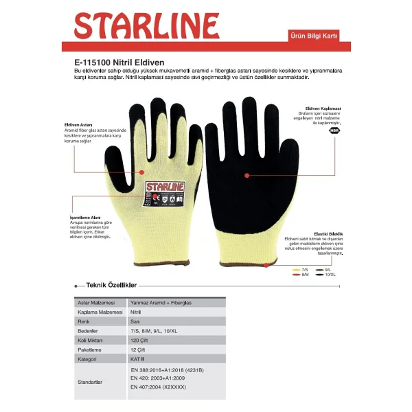 Starline 115100 8 Numara Nitril Kaplı İş Eldiveni - Görsel 7