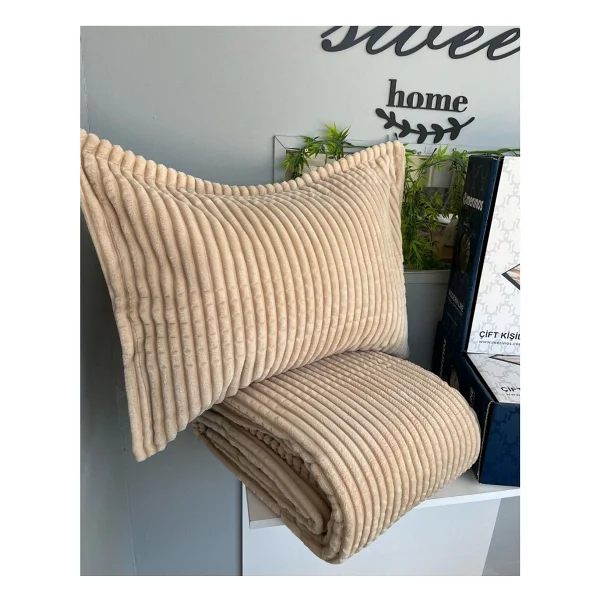 Merinos Modern Line 3 Parça Battaniye Seti - Bej - 220 x 240 cm - Görsel 5