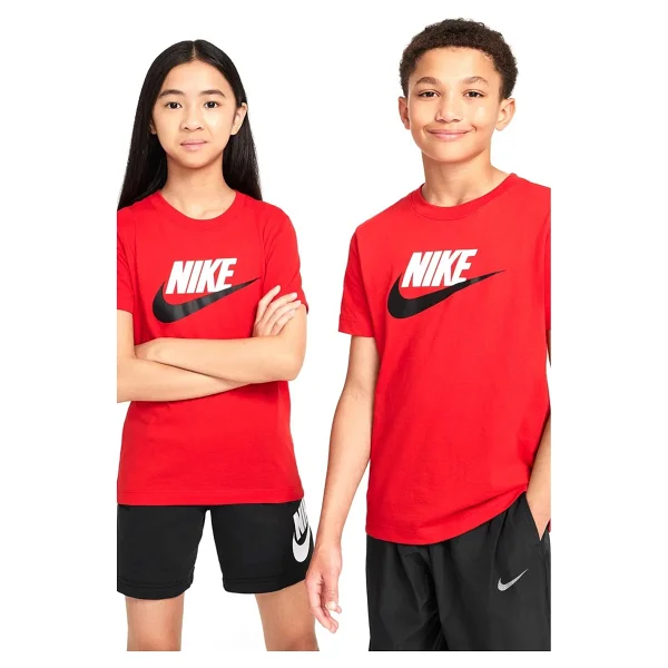Nike Sportswear FZ5178-657 Kırmızı Kısa Kollu Bisiklet Yaka Çocuk Tişört - Görsel 9