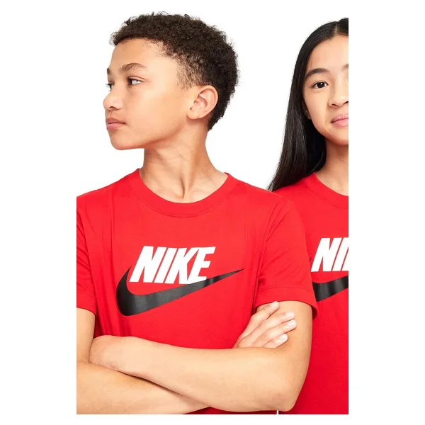 Nike Sportswear FZ5178-657 Kırmızı Kısa Kollu Bisiklet Yaka Çocuk Tişört - Görsel 4