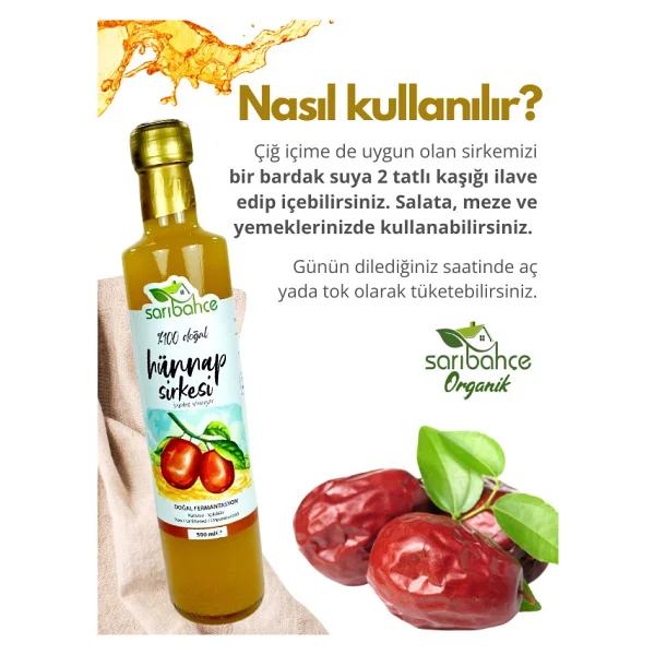 Hünnap Sirkesi 500 ml - Organik Doğal Fermente - Görsel 2