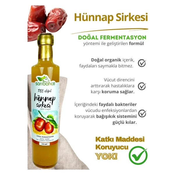 Hünnap Sirkesi 500 ml - Organik Doğal Fermente - Görsel 3