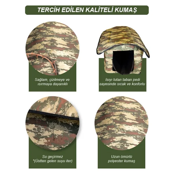 Yuga Kamuflaj Desen Kedi Evi Isı ve Yağmur Korumalı - Görsel 3