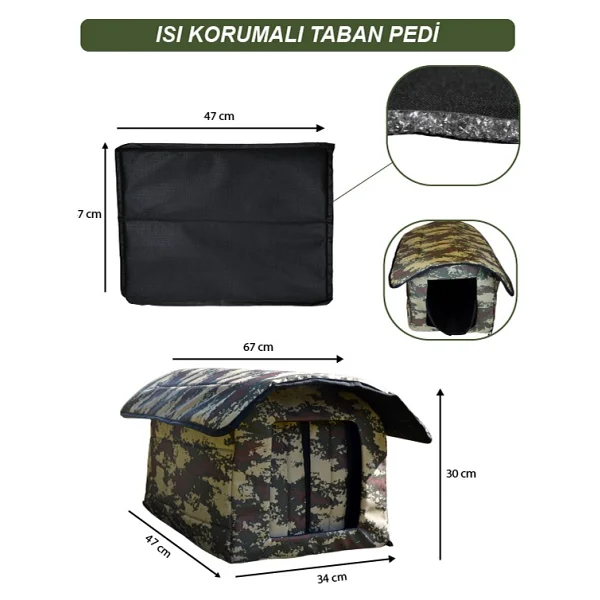 Yuga Kamuflaj Desen Kedi Evi Isı ve Yağmur Korumalı - Görsel 5
