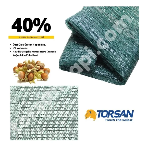 Fındık Filesi - Ürün Toplama Filesi - Yüzde 40LIK - Yeşil - 1.5 Metre x 7 Metre - standart - Görsel 2