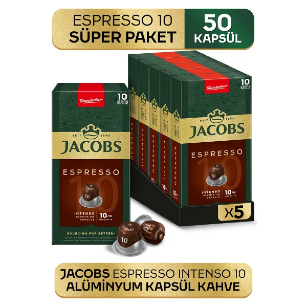 Jacobs Espresso 10 Intenso Kapsül Kahve 10'lu 5 Adet - Görsel 8