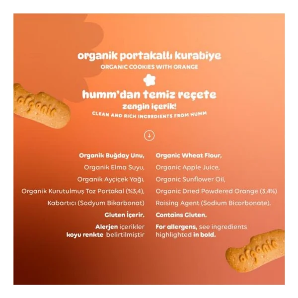 Humm Organic Portakallı Vegan Kurabiye 55 gr - Görsel 6