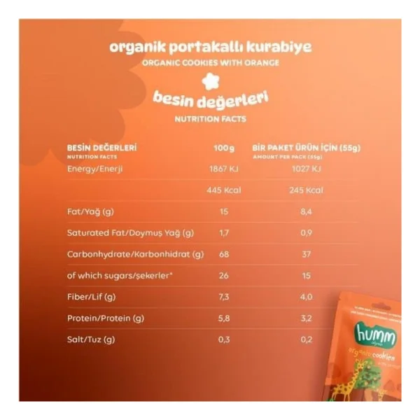 Humm Organic Portakallı Vegan Kurabiye 55 gr - Görsel 7