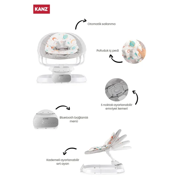 Kanz Owl Açık Gri Elektrikli Ana Kucağı - Görsel 2