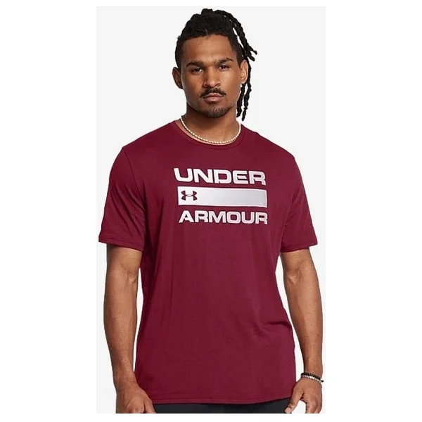 Under Armour Team Issue Wordmark 1329582-625 Bordo Kısa Kollu Bisiklet Yaka Erkek Tişört - Görsel 2