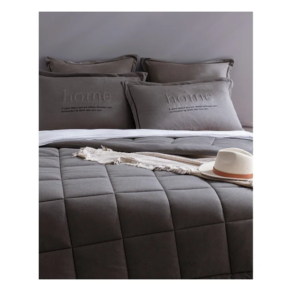 Madame Coco Bobigny Antrasit Pamuklu Supersoft Çift Kişilik Comfort Set - Görsel 3