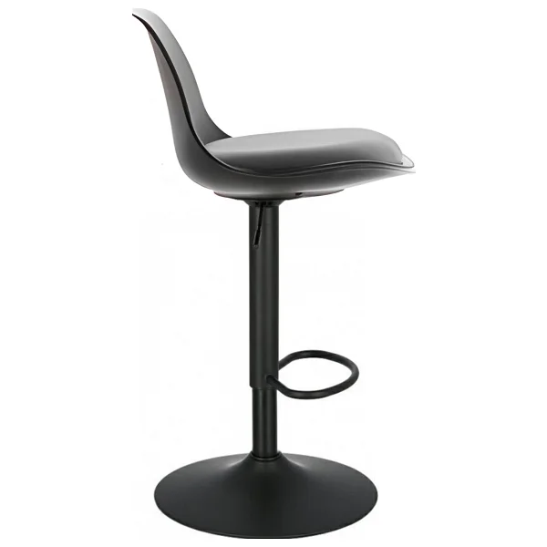 Bürocci Nadya Bar Sandalyesi - Siyah Deri - Metal Ayaklı Bar Taburesi - 9537S0101 - Görsel 2